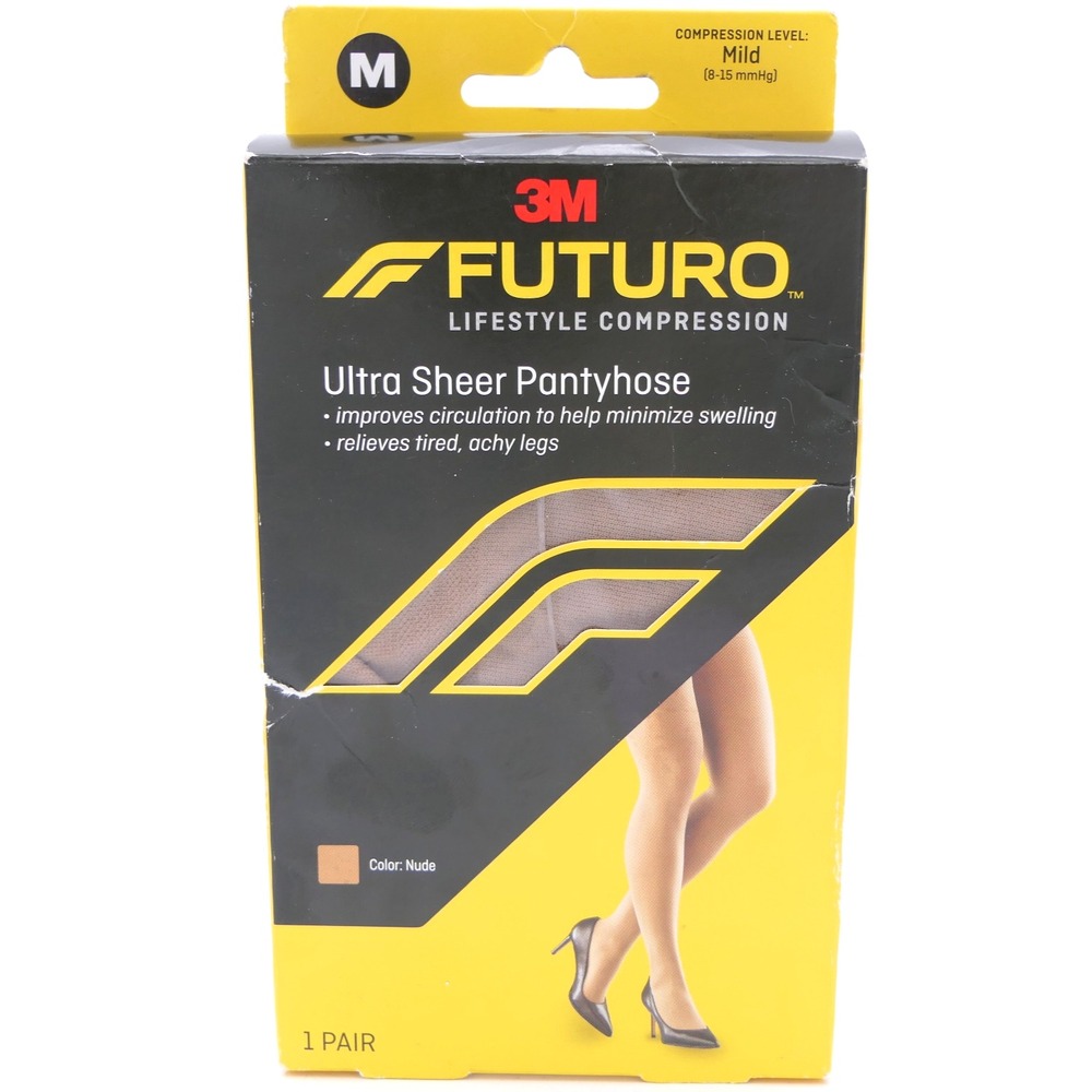 3M Futuro Ultra Sheer Pantyhose Nude Mild Compression Size Medium 1 Pair Nylon